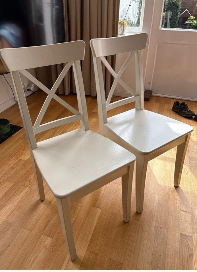 4x IKEA Ingolf stoelen - Gebruikt, Ophalen, Gebruikt, Wit, Vier