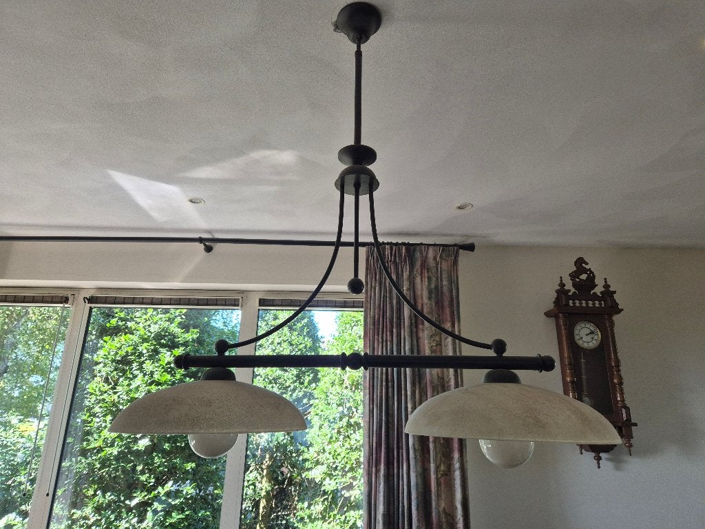 Klassieke lamp met glazen kap(pen), Ophalen, LED verlichting, Overige fittingen, Zo goed als nieuw