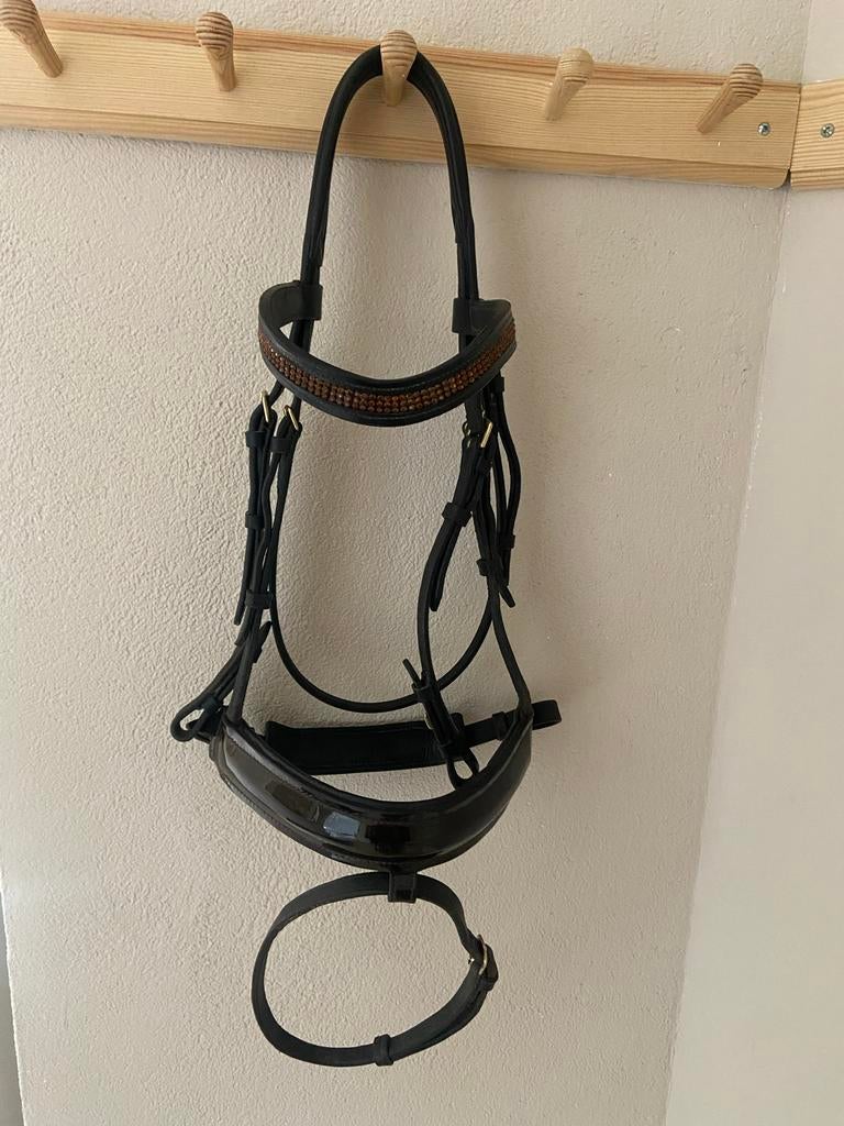 Rossner hoofdstel met lakleren bruine neusriem - maat cobb, Dieren en Toebehoren, Ophalen of Verzenden, Zo goed als nieuw, Dressuur