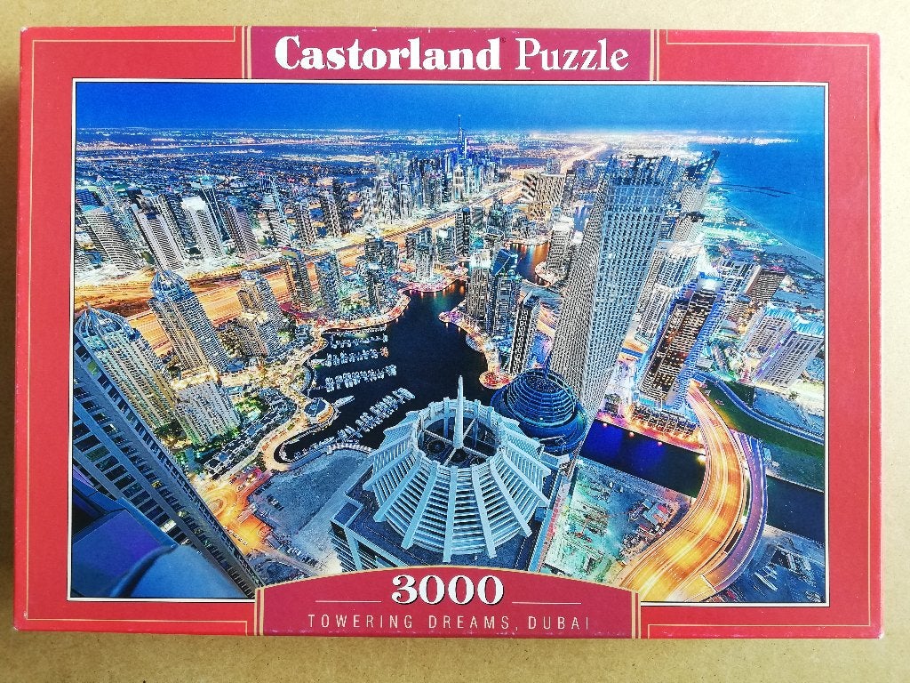 Puzzel 3000 stukjes: Towering Dreams, Dubai, Ophalen of Verzenden, Meer dan 1500 stukjes, Gebruikt, Legpuzzel