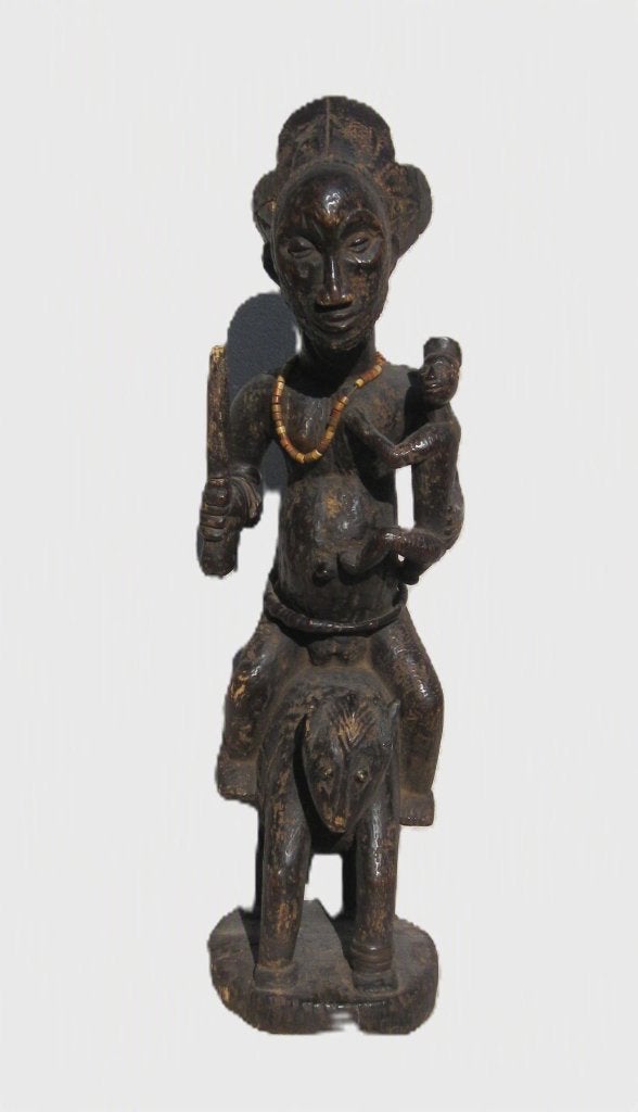 Afrikaans Yoruba ruiterbeeld, Shango?., Afrika, Ophalen, Houtsnijwerk, Hout