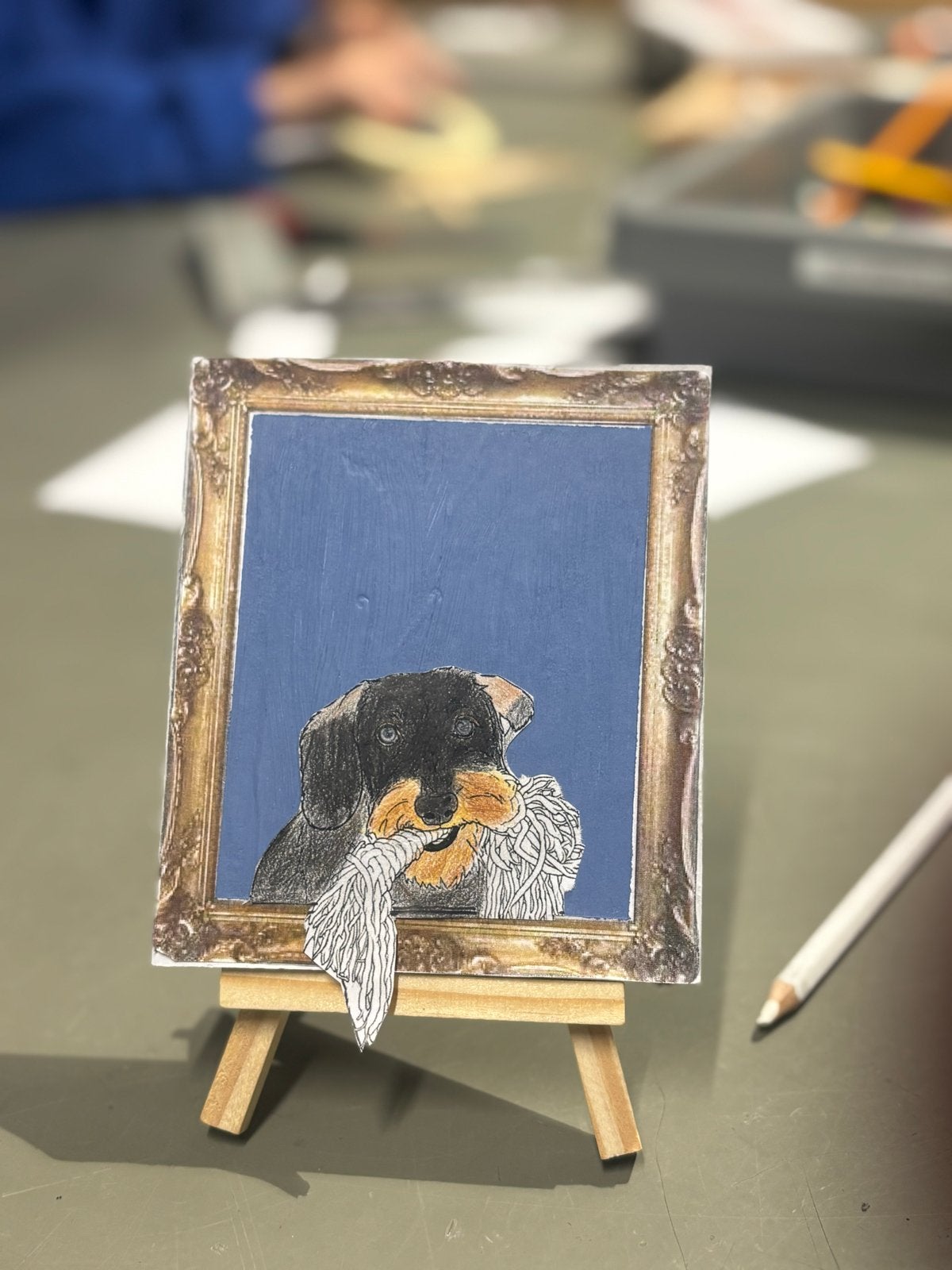 Handgemaakt Schilderij Teckel Puppy - Uniek Kunstwerk, Ophalen of Verzenden