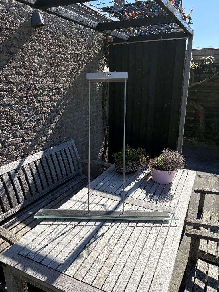 Moderne aluminium hang  ledlamp, Huis en Inrichting, Gebruikt, 50 tot 75 cm, Ophalen of Verzenden, Glas