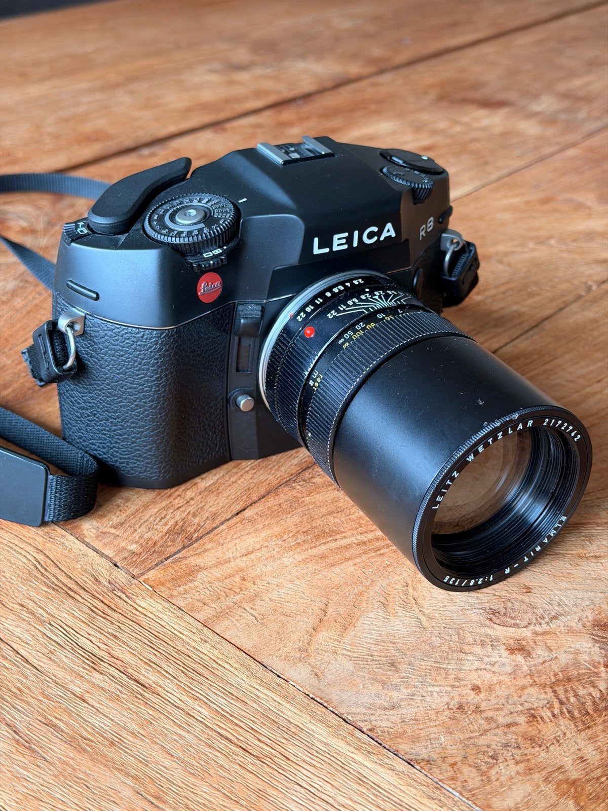 Leica R8 Spiegelreflexcamera met Leitz Wetzlar Elmarit-R 1:2, Ophalen of Verzenden, Zo goed als nieuw, Spiegelreflex, Leica