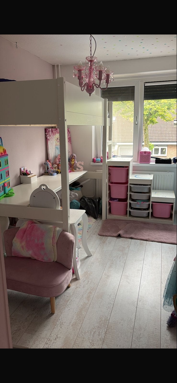 Petite Amélie Hoogslaper met bureau Wit 200x90 cm, Ophalen, Eenpersoons, Zo goed als nieuw, 200 cm