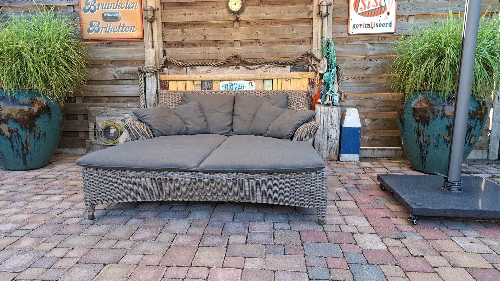 Valentine 4 Seasons Outdoor sunbed/ ligbed, Zo goed als nieuw, Loungeset, Wicker, Bank