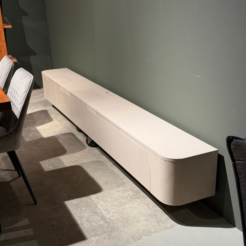 tv dressoir japandi stijl 275cm taupe Echt eiken fineer!!, Ophalen, Japandi, Eikenhout, Nieuw