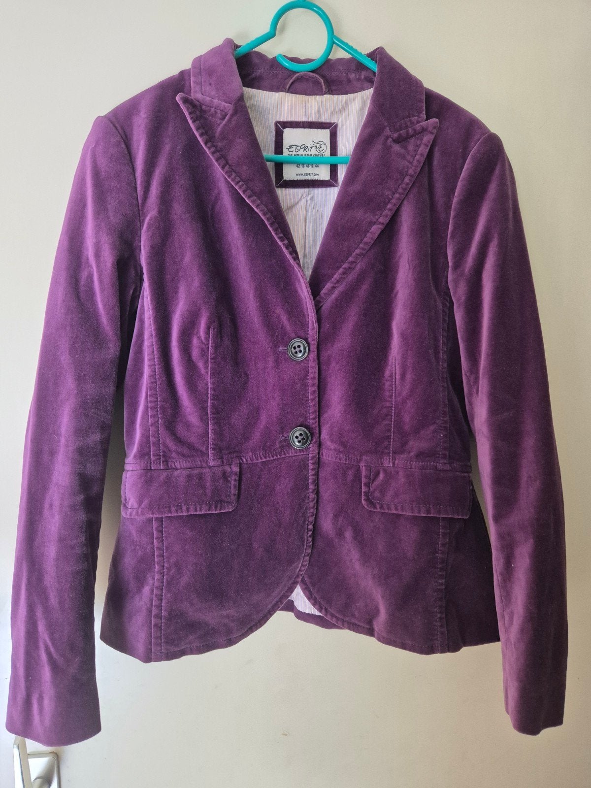 Prachtige Paarse Velvet / Fluwelen Blazer Esprit – Maat 42, Paars, Maat 42/44 (L), Ophalen of Verzenden, Zo goed als nieuw