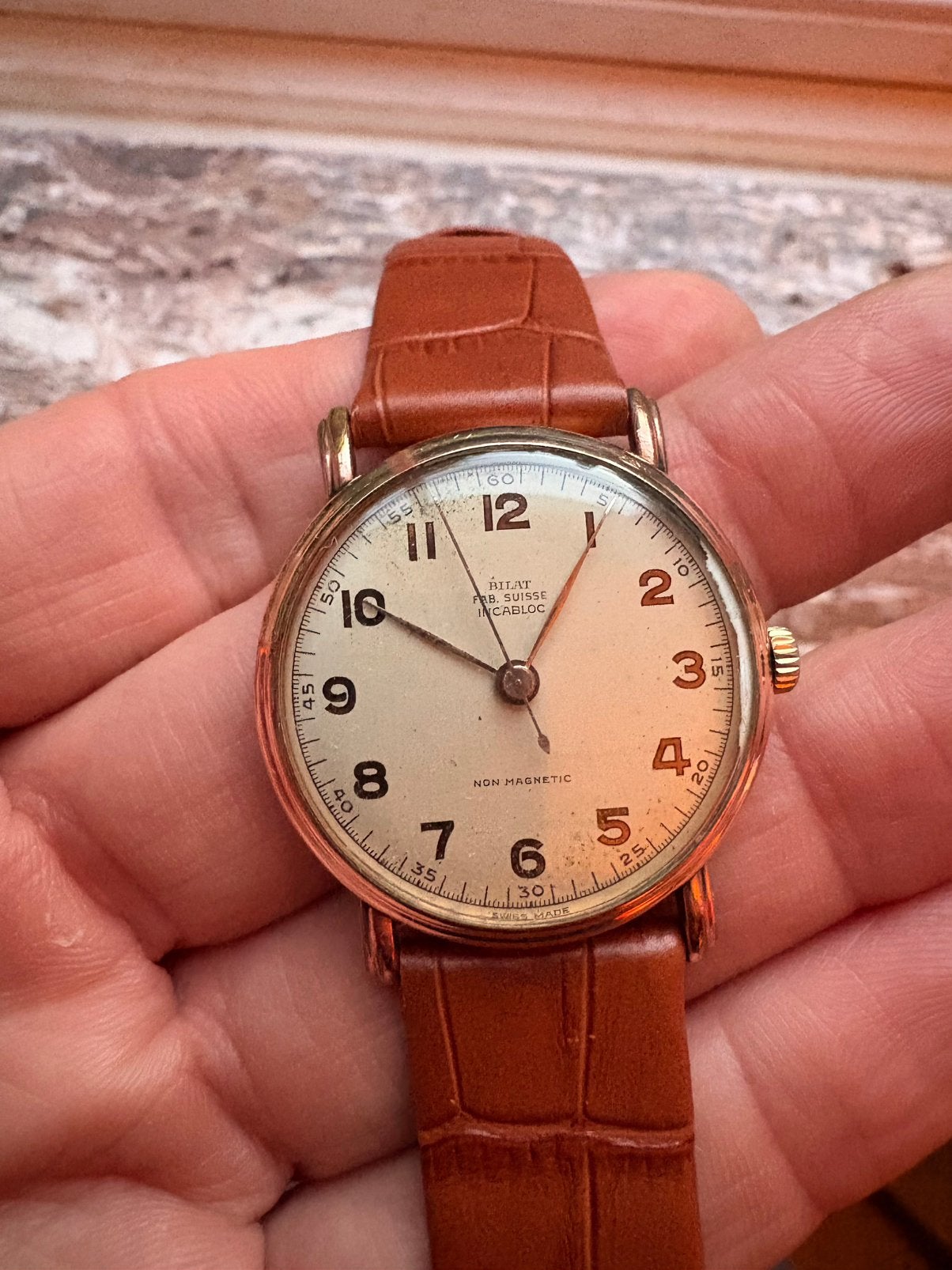 Vergulde dress watch - merk Bilat, type calatrava, Overige merken, Polshorloge, Ophalen of Verzenden, Goud