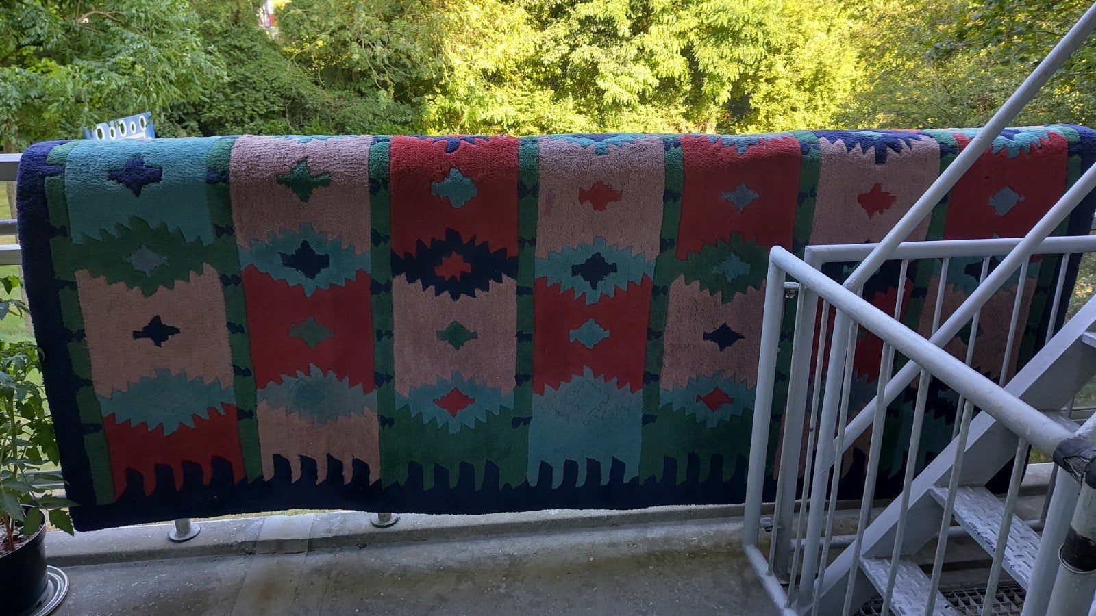 Kleurrijke wollen tapijt, Ophalen, Gebruikt, Rechthoekig, 200 cm of meer