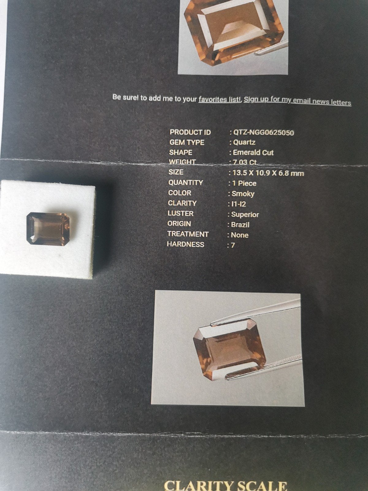 Quartz Brazilië 7.03ct, Ophalen of Verzenden