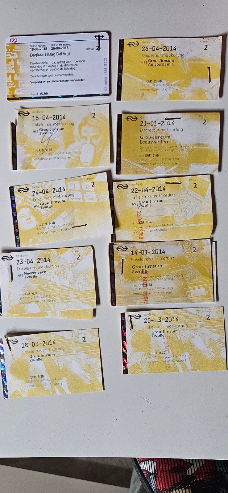 Treinkaartjes verschillende., Ophalen of Verzenden, Gebruikt, Trein, Boek of Tijdschrift