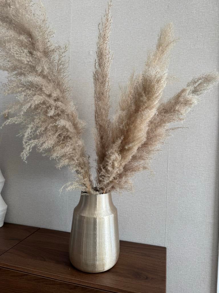 Gouden vaas met pluimen - Decoratieve blikvanger, Ophalen, Overige materialen, Overige kleuren, 50 tot 75 cm