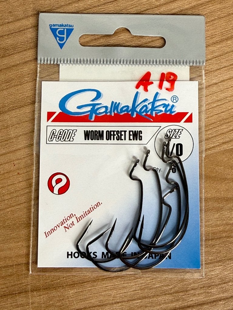Gamakatsu G-Code Worm Offset EWG haken – maat 1/0, Watersport en Boten, Haak, Nieuw, Ophalen of Verzenden, E