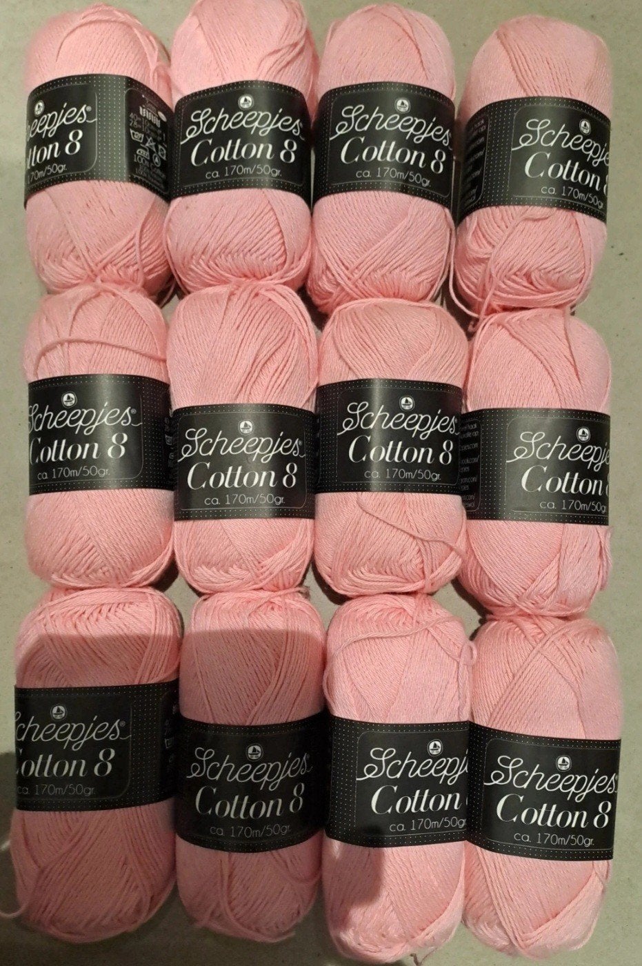 Nieuw 12 bolletjes Scheepjes Cotton 8 katoen garen - roze, Ophalen of Verzenden, Nieuw, Breien of Haken, Wol of Garen