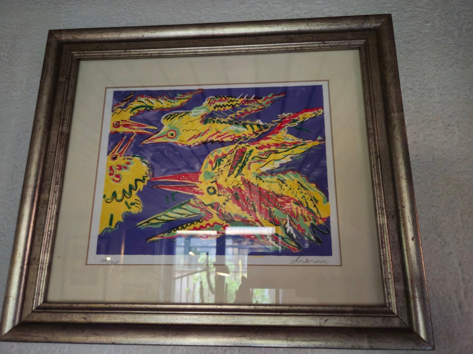 Kleurrijke Zeefdruk 'Vliegende Vogels' van Diem, Antiek en Kunst, Kunst | Litho's en Zeefdrukken, Gelimiteerde oplage, Ophalen of Verzenden