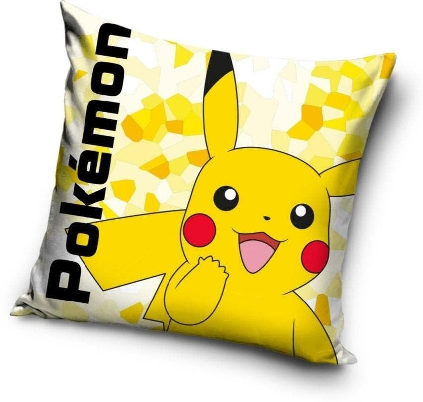 Pokemon Kussen - Pikachu Sierkussen - Velours, Inclusief binnenkussen, Geel, Vierkant, Nieuw
