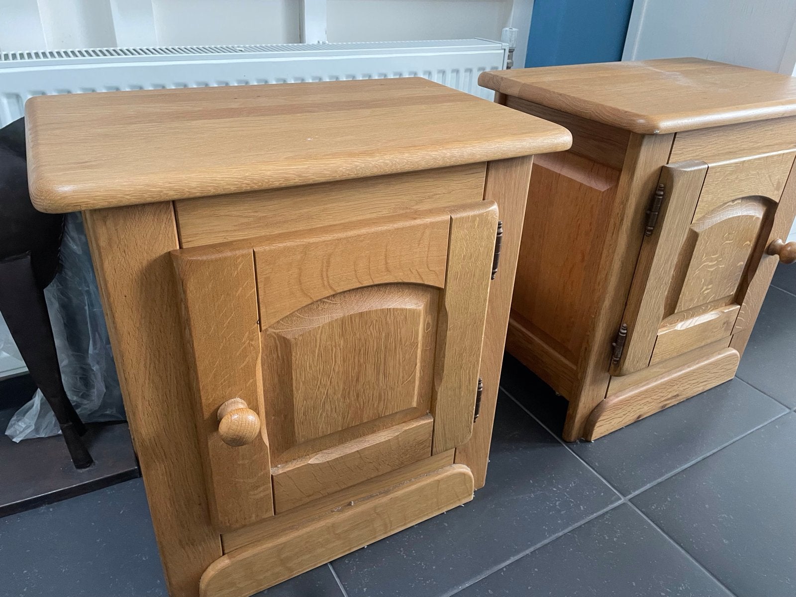 2 Nachtkastjes licht eiken 58x55x35 cm, Huis en Inrichting, Slaapkamer | Nachtkastjes, Ophalen, Gebruikt, 55 tot 70 cm, 45 tot 65 cm
