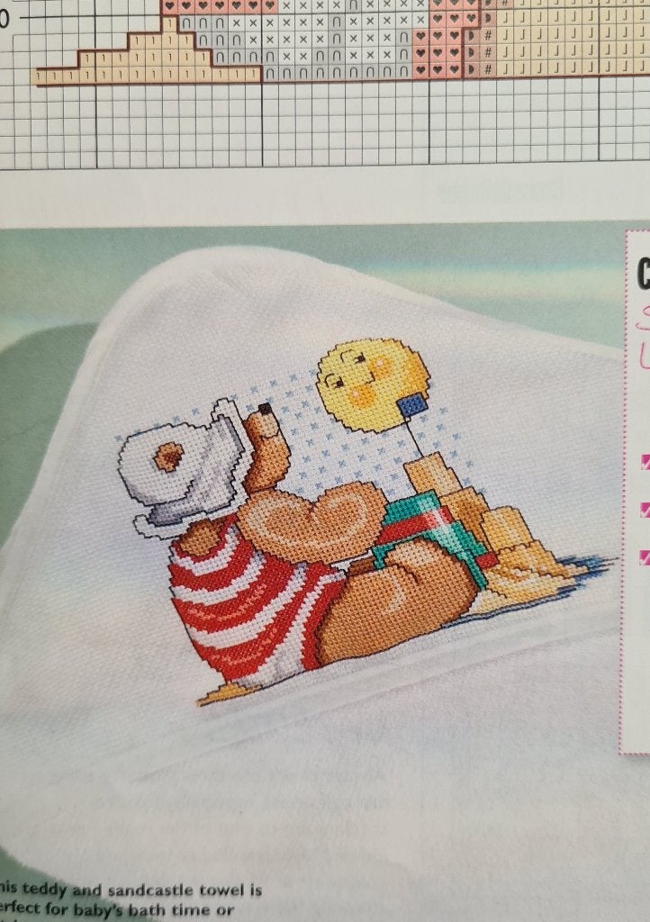 Teddybeer op het strand voor Baby 5 borduurpatronen, Ophalen, Nieuw, Handborduren, Patroon