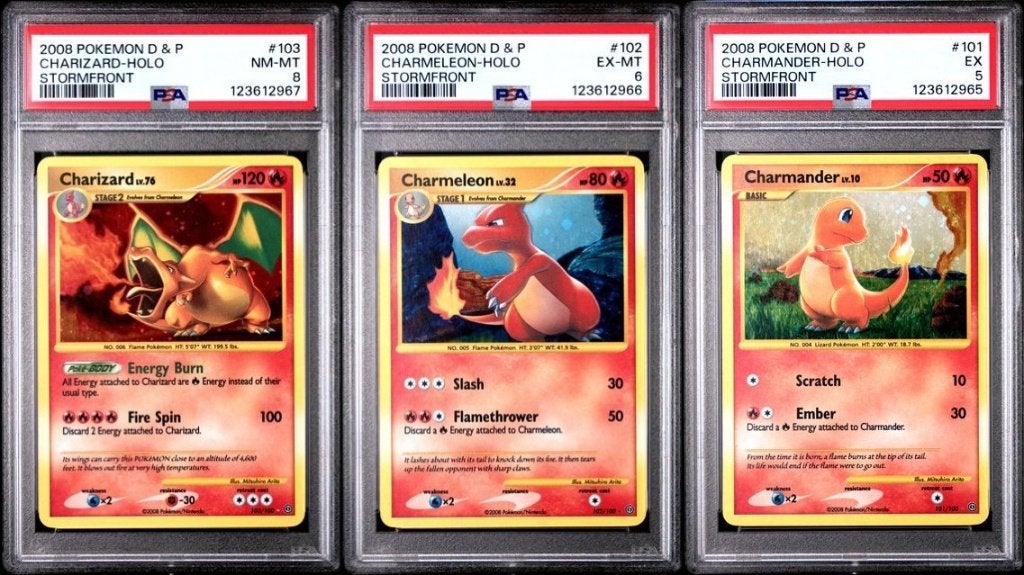PSA Charizard Evolutie Set #101-103 Stormfront 2008 Pokémon, Hobby en Vrije tijd, Verzamelkaartspellen | Pokémon, Ophalen of Verzenden