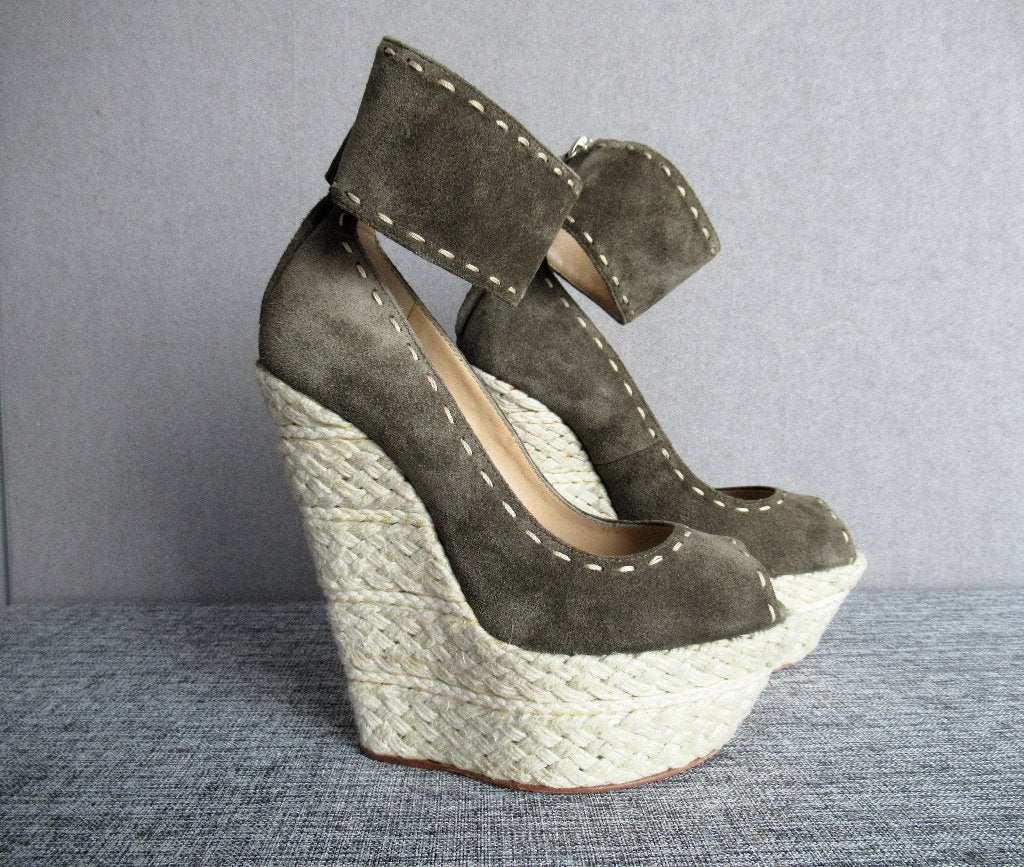 Nieuwe Giuseppe Zanotti wedge sandalen in suède, mt 37, Verzenden, Giuseppe Zanotti, Nieuw, Sandalen of Muiltjes