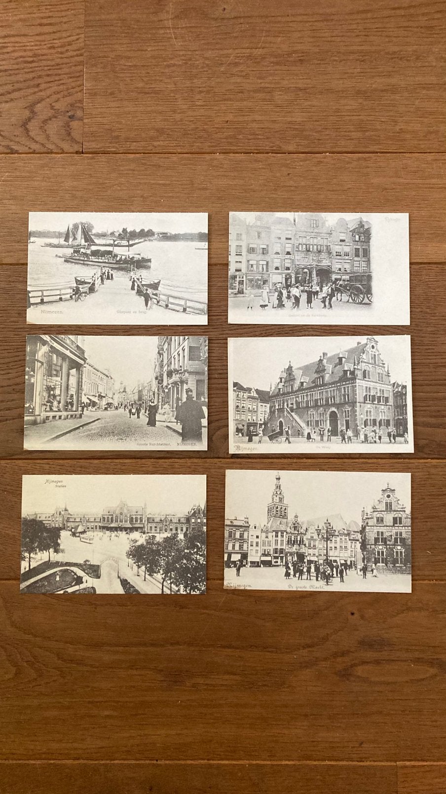 Zes oude ansichtkaarten van Nijmegen zwart wit, Verzamelen, Ophalen of Verzenden, Voor 1920, Gelderland