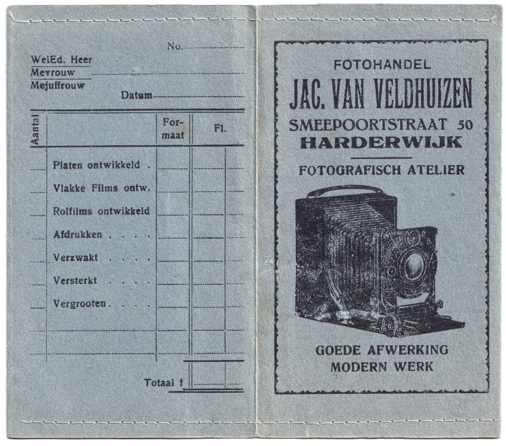 Fotomapje Fotograaf Van Veldhuizen Harderwijk - Foto Reclame, Gebruikt, Foto, Ophalen of Verzenden, Voor 1940