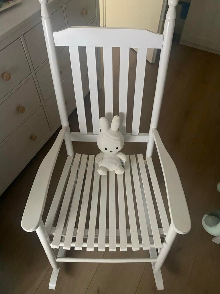 Witte schommelstoel, Huis en Inrichting, Stoelen, Ophalen, Gebruikt, Wit, Eén