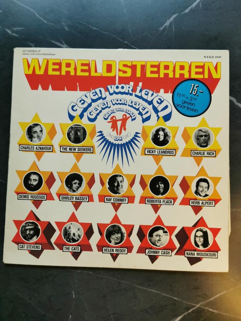 LP Wereldsterren Geven Voor Leven, Cd's en Dvd's, Vinyl | Verzamelalbums, Ophalen of Verzenden, Gebruikt, 12 inch, Pop