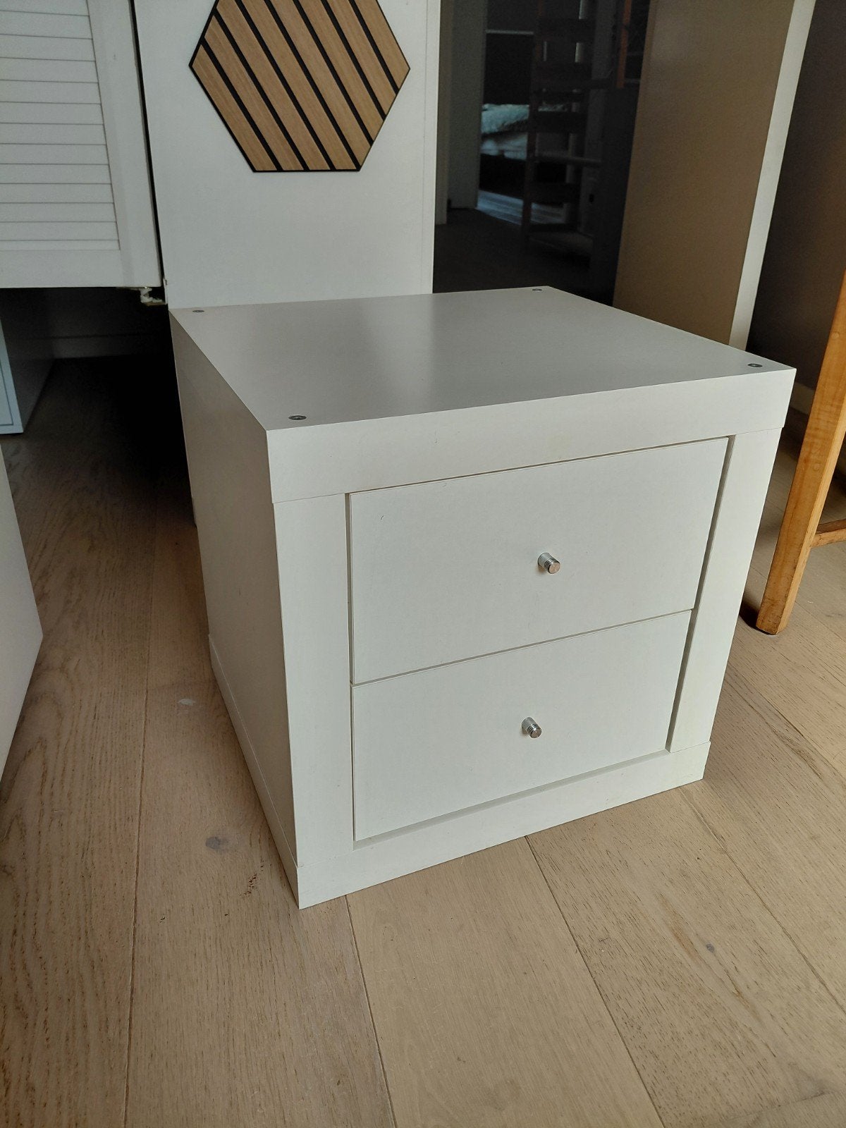 Witte IKEA Expedit 1x1 kubuskastje met twee laden, Ophalen, Minder dan 45 cm, Zo goed als nieuw, Minder dan 55 cm