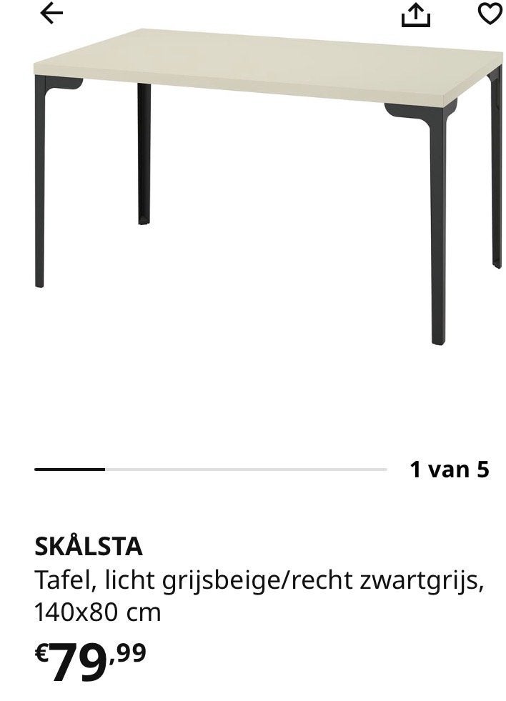 Nieuw! IKEA SKÅLSTA eettafel - Licht grijsbeige/zwartgrijs, Huis en Inrichting, Ophalen, 100 tot 150 cm, Nieuw, 50 tot 100 cm