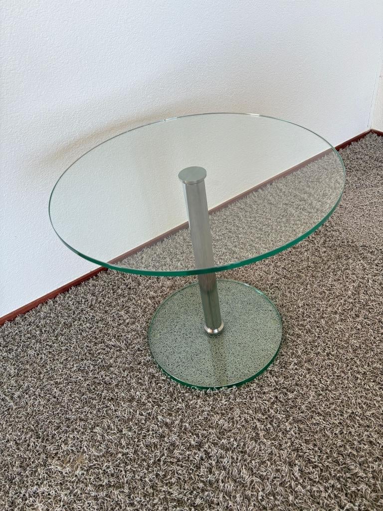 bijzettafel,glas, Huis en Inrichting, Minder dan 55 cm, Rond, Modern, Ophalen
