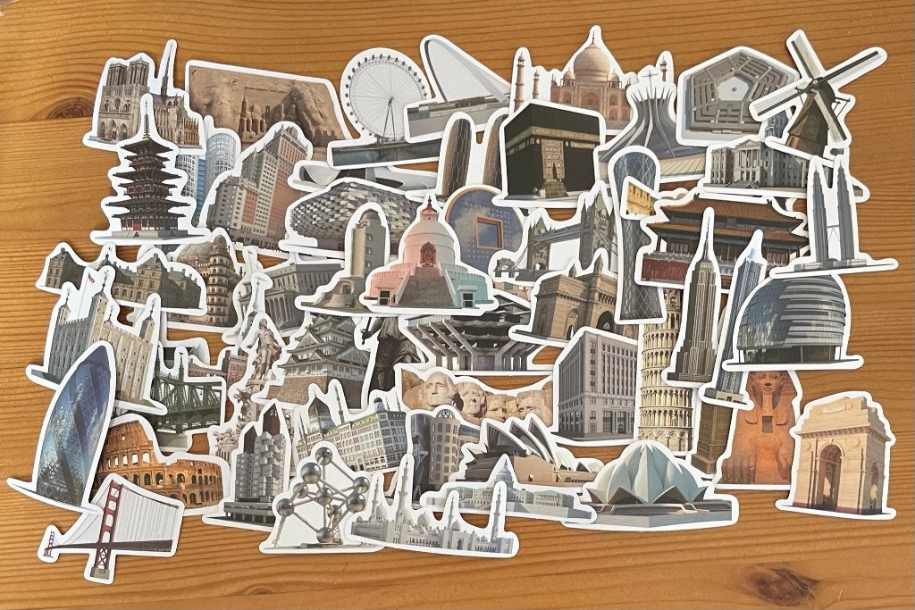 Travel, reizen, vakantie, gebouwen stickers, Verzenden, Nieuw, Meerdere stickers