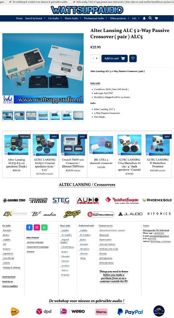 Altec Lansing ALC5 2-weg Passief crossover/Filter(set van 2), ., Nieuw, Ophalen of Verzenden, .