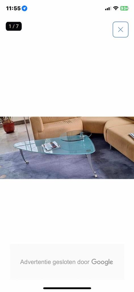 Design glazen salontafel, Rolf Benz, Ophalen, Gebruikt, Glas, Overige vormen