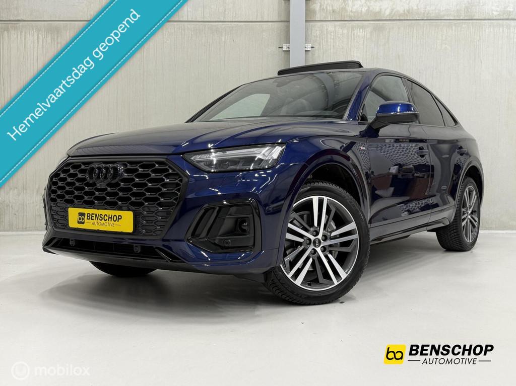 Audi Q5 Sportback 45 TFSI Qauttro Panodak Navi Carplay ACC M, Automaat, Zwart, 4 cilinders, Blauw