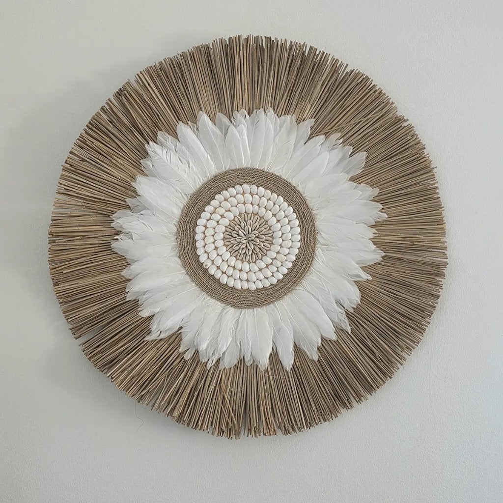 Wanddecoratie cirkel Chaya uit Bali, Huis en Inrichting, Woonaccessoires | Wanddecoraties, Boho, Hout, 60 cm, Ophalen of Verzenden