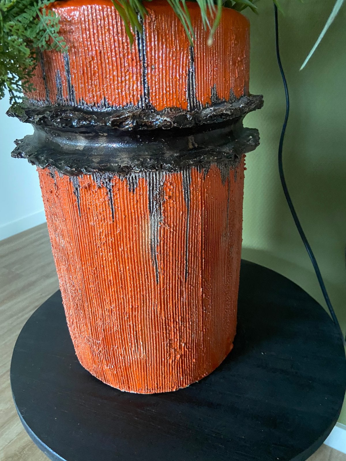 Prachtige oranje vaas, Ophalen, Gebruikt, Oranje, 38 cm