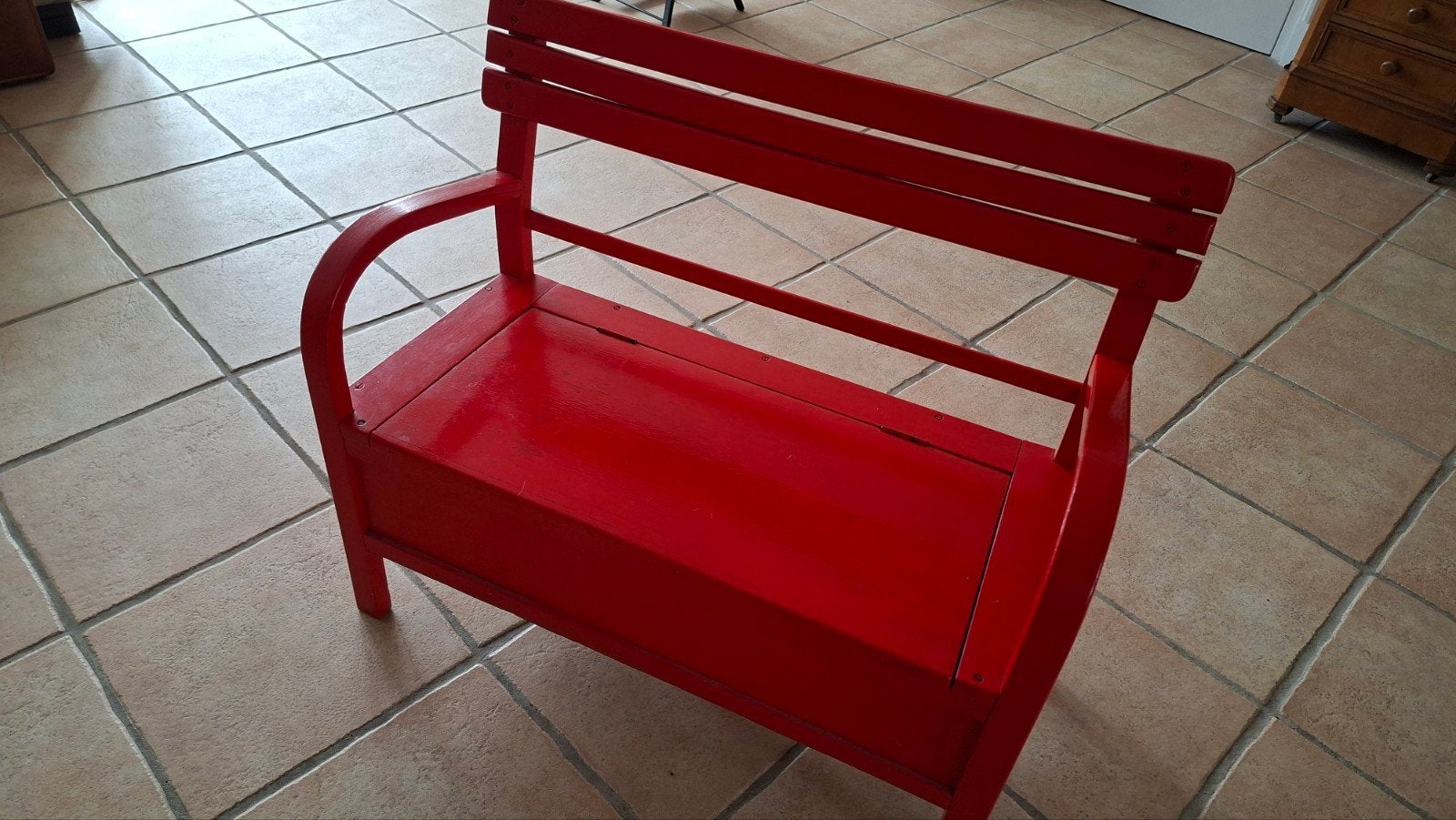 Lief vintage houten kinderbankje met veel opbergruimte, Ophalen, Gebruikt, Overige typen