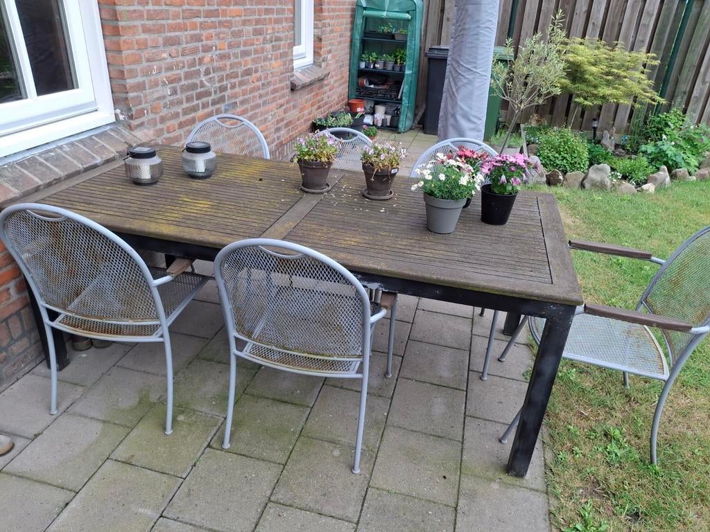 Gratis tuinset met 6 stoelen, Ophalen, Overige materialen, Gebruikt, 6 zitplaatsen