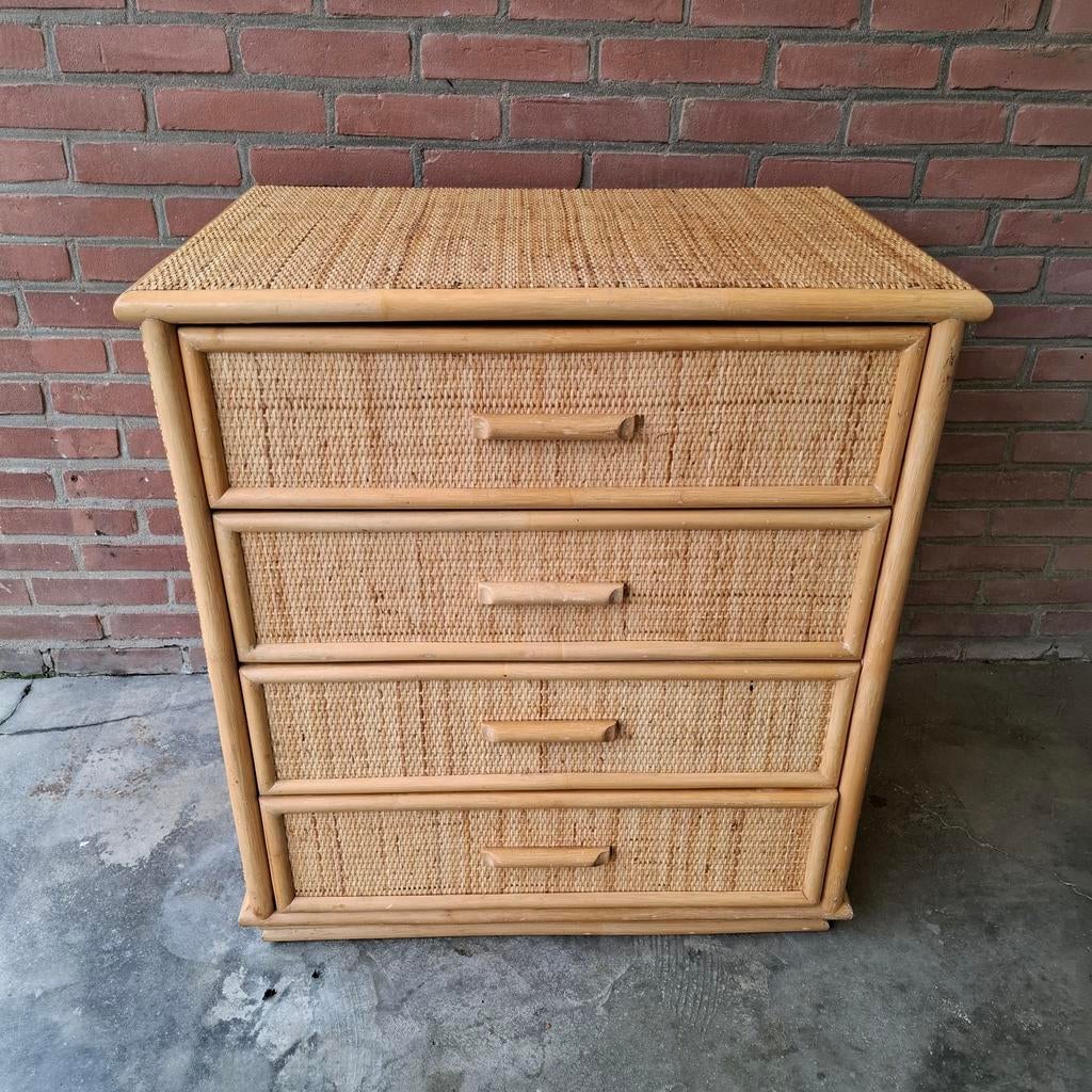 Rieten bamboo vintage ladenkast, Ophalen, Gebruikt, 50 tot 100 cm, Minder dan 100 cm