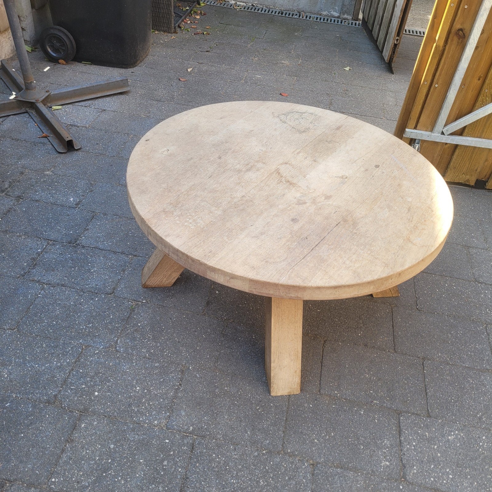 Massief eiken salontafel, Huis en Inrichting, Gebruikt, 50 tot 100 cm, Rond, 5 – 50