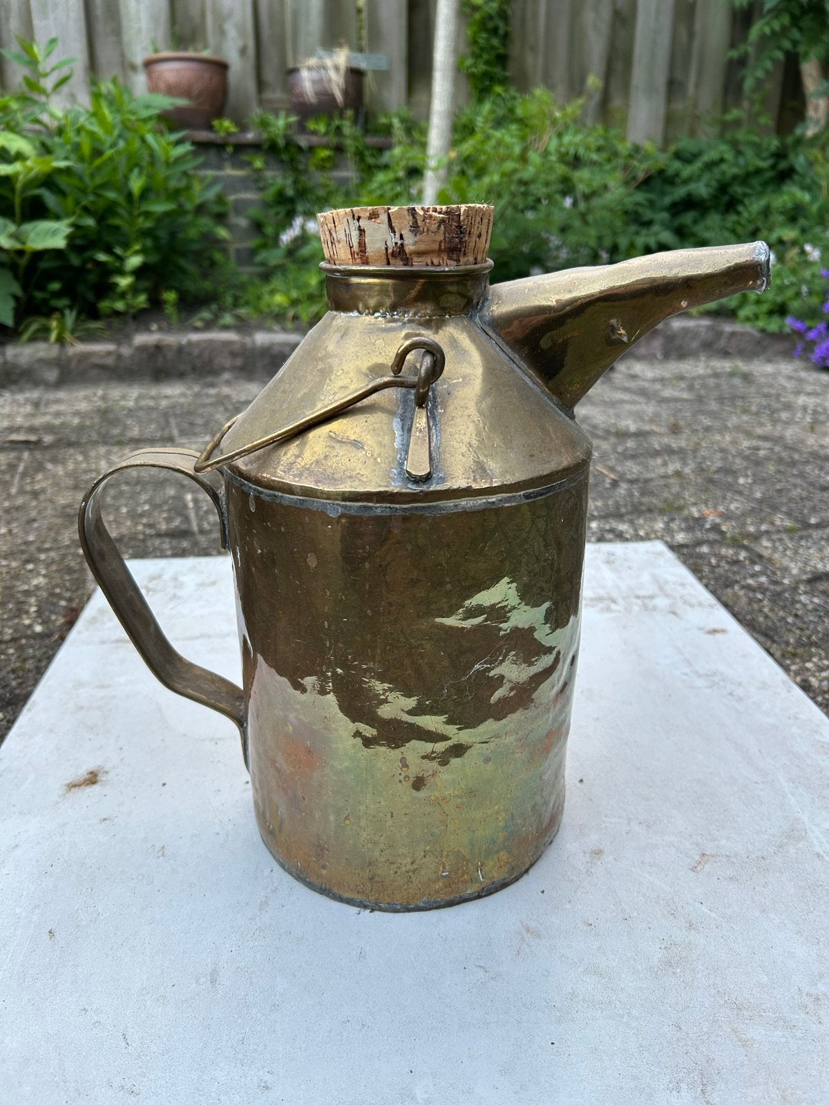 Antieke Koperen Oliekan met Kurk, Antiek en Kunst, Antiek | Koper en Brons, Ophalen of Verzenden, Koper