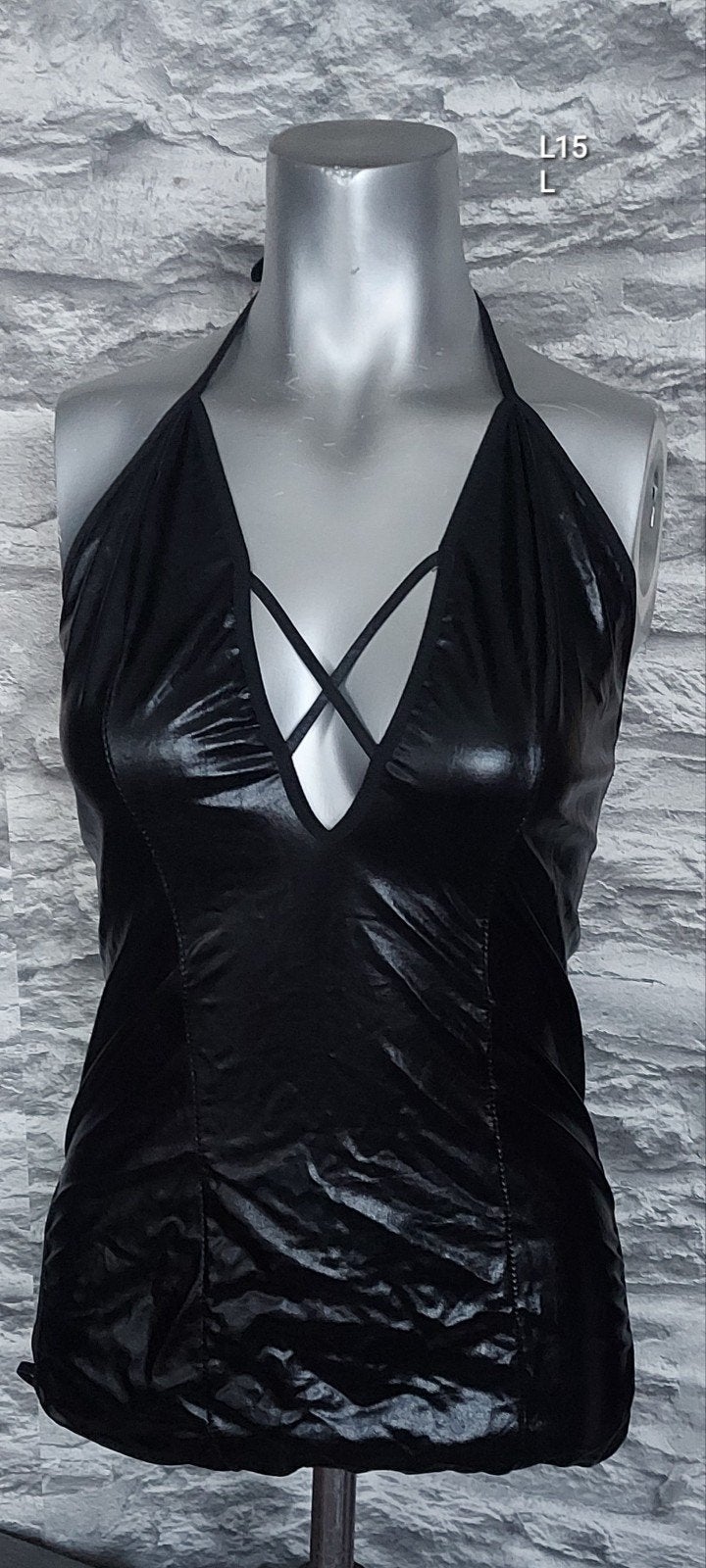kinky wetlook mini jurk met cut-outs, Zwart, Nieuw, Ophalen of Verzenden, Onbekend