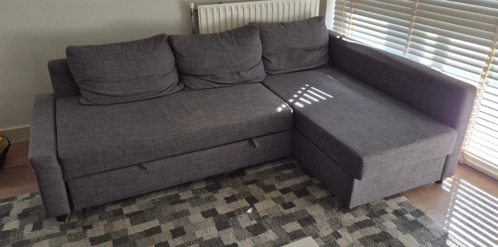 Hoek/slaapbank, donkergrijs t.e.a.b., Ophalen, Gebruikt, Tweepersoons, 180 cm