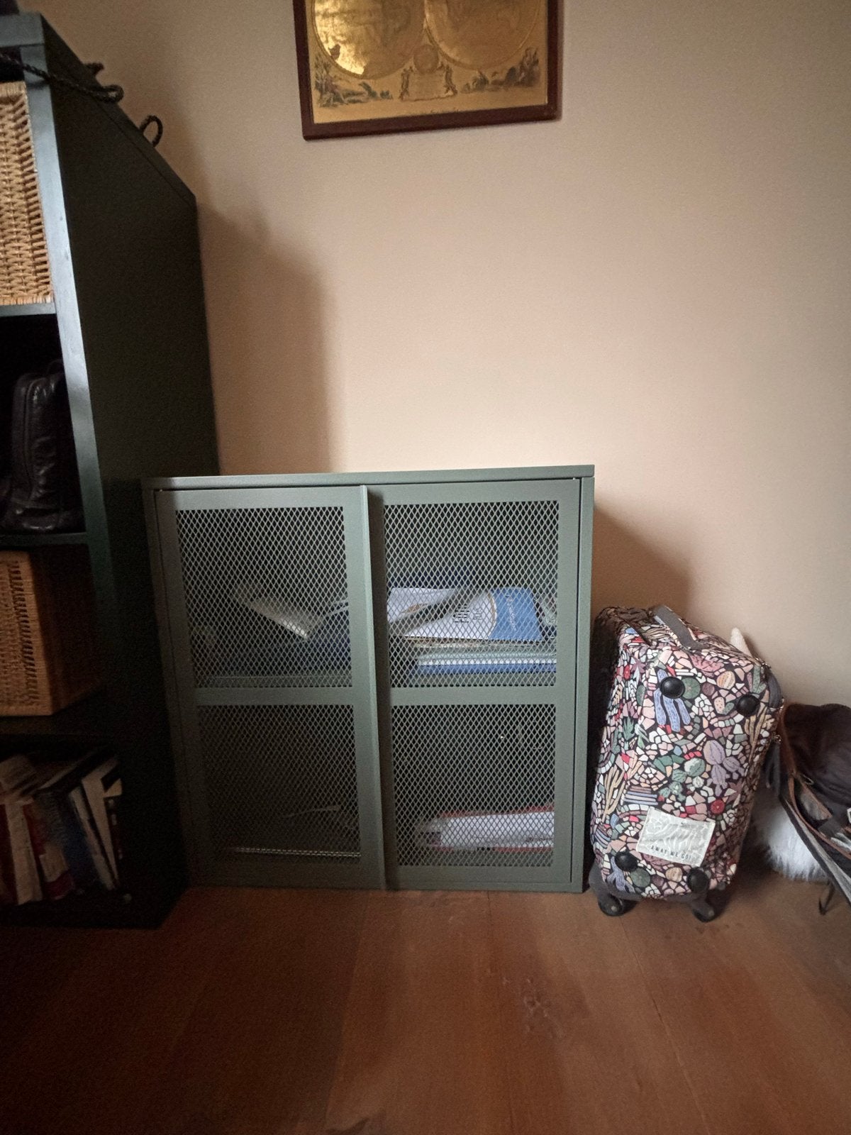 IKEA IVAR kastje met deuren, grijsgroen draadwerk, Ophalen, Gebruikt