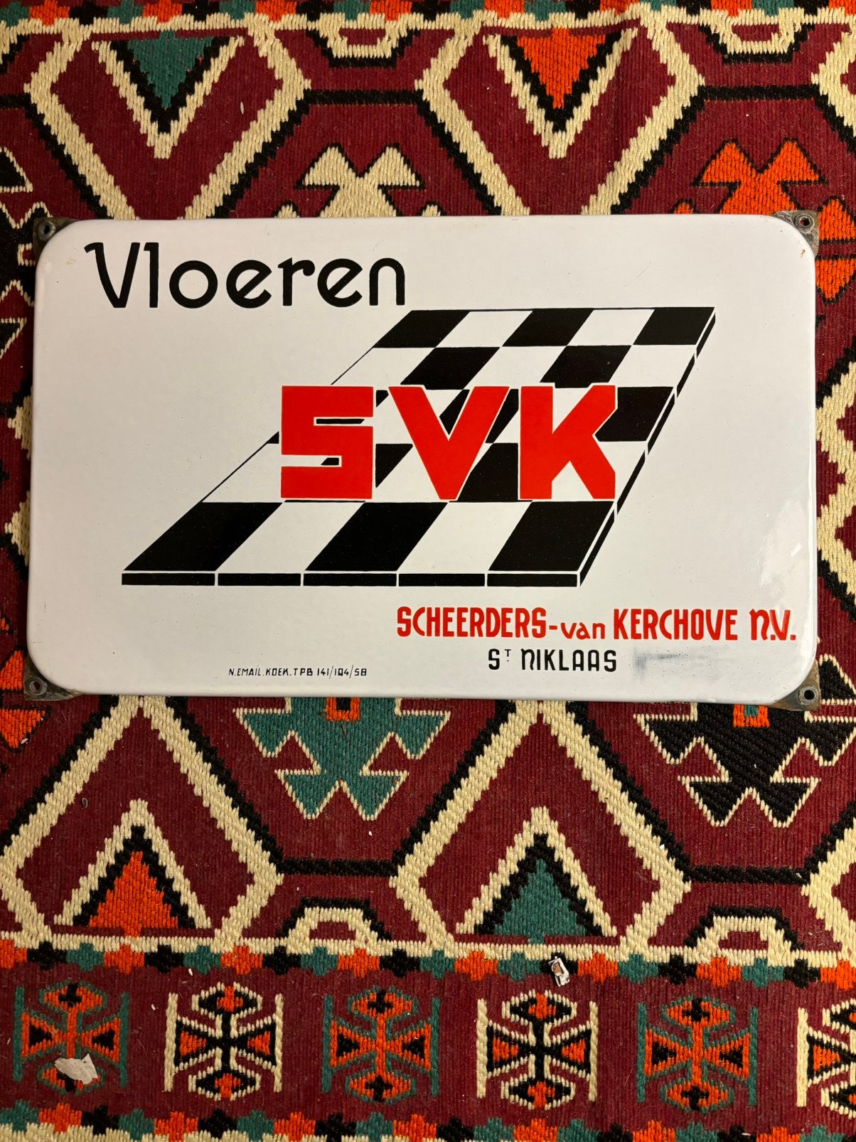 Emaille bord SVK vloeren in mooie staat, Ophalen of Verzenden, Zo goed als nieuw, Reclamebord
