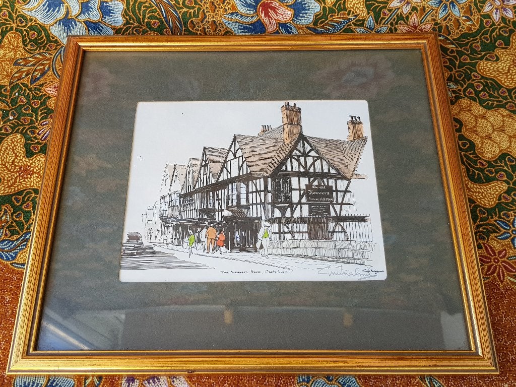 Twee mooie oude ingelijste Canterbury litho's uit Engeland., Antiek en Kunst, Kunst | Litho's en Zeefdrukken, Met glas, Ophalen of Verzenden