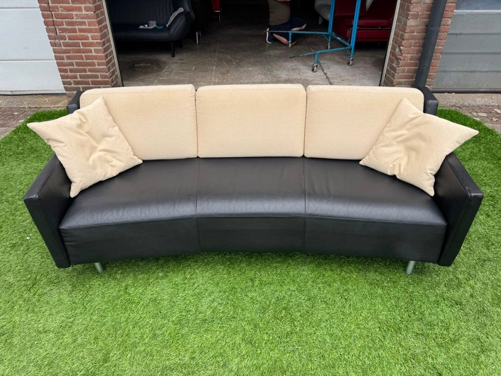 Bankstel design 3 zit bank zwart leer sofa ZGAN, Ophalen, Geen, Design, 150 tot 200 cm