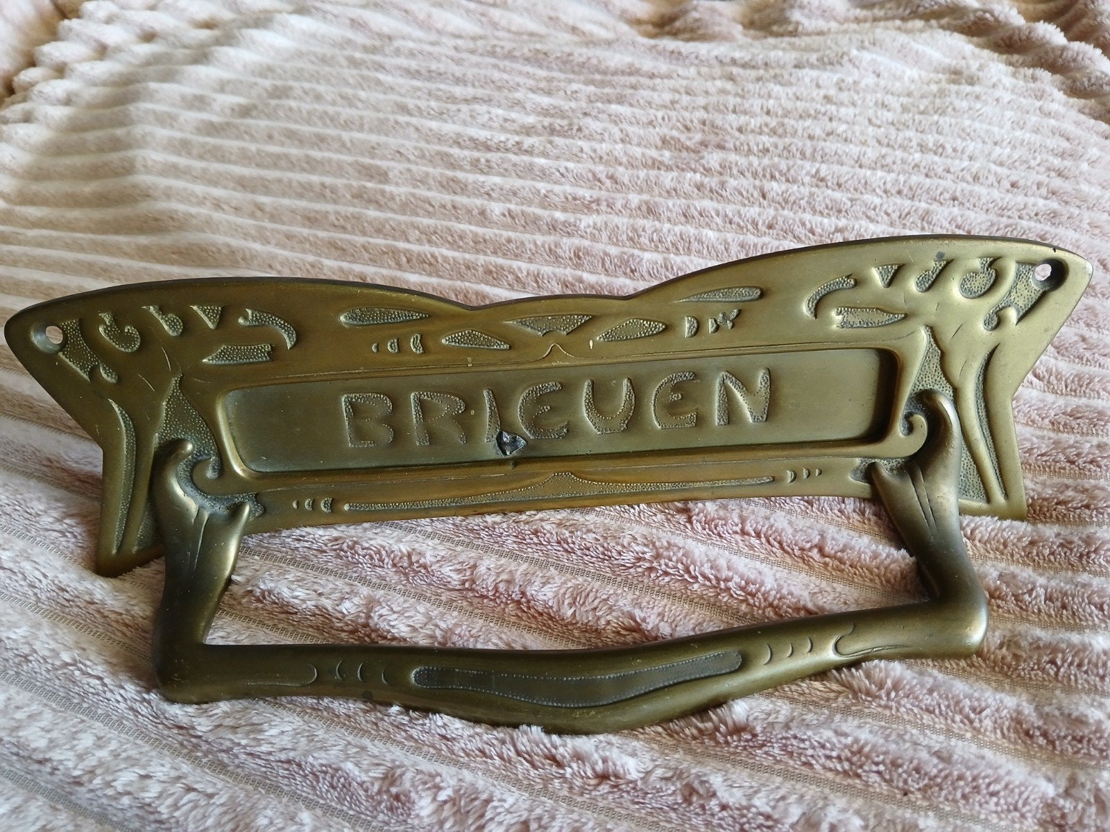 Antieke Messing Brievenbusklep Jugendstil Art Nouveau, Ophalen of Verzenden